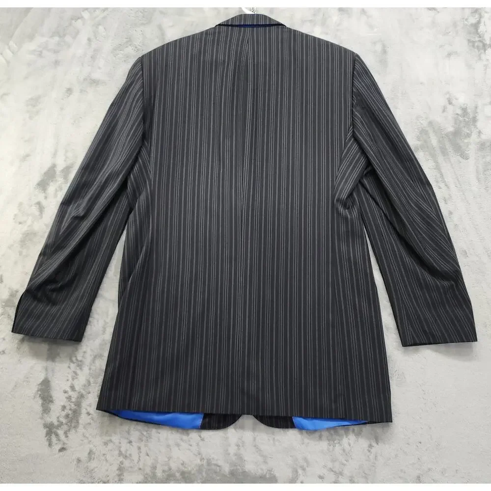 Vintage 90s‎ Point Zero Couture 2 Piece Suit Mens Size 44T/38T Black Pin Stripe